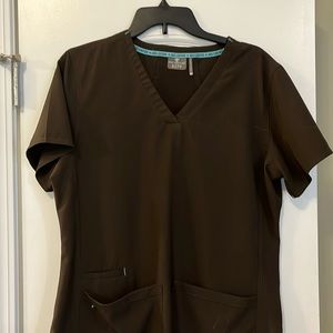 Med Couture scrub top, brown